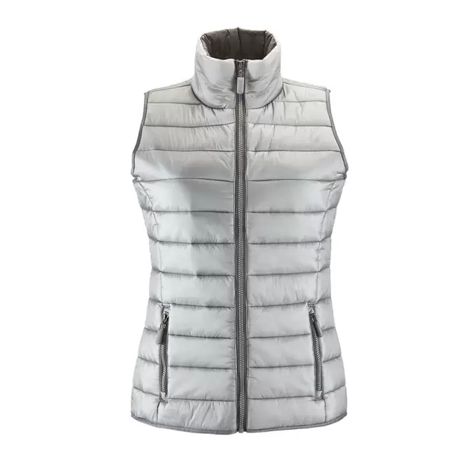 DOUDOUNE PUBLICITAIRE SANS MANCHE FEMME 'WAVE' - gris métal