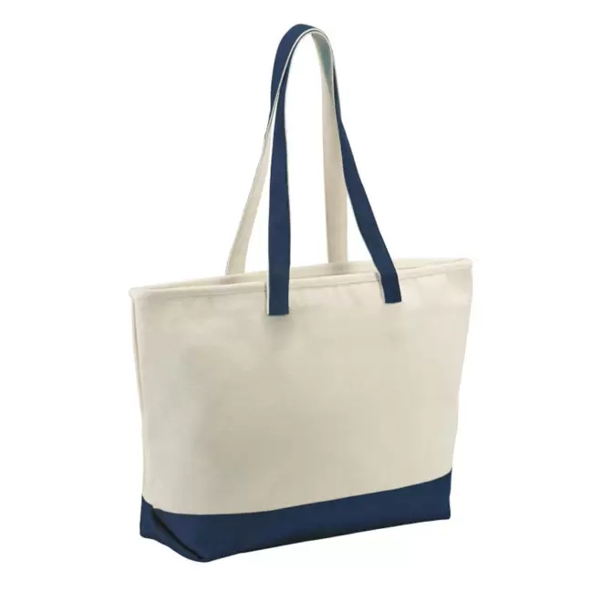 CABAS PERSONNALISABLE EN COTON ZIPPEE 'ANTIGUA' - bleu marine