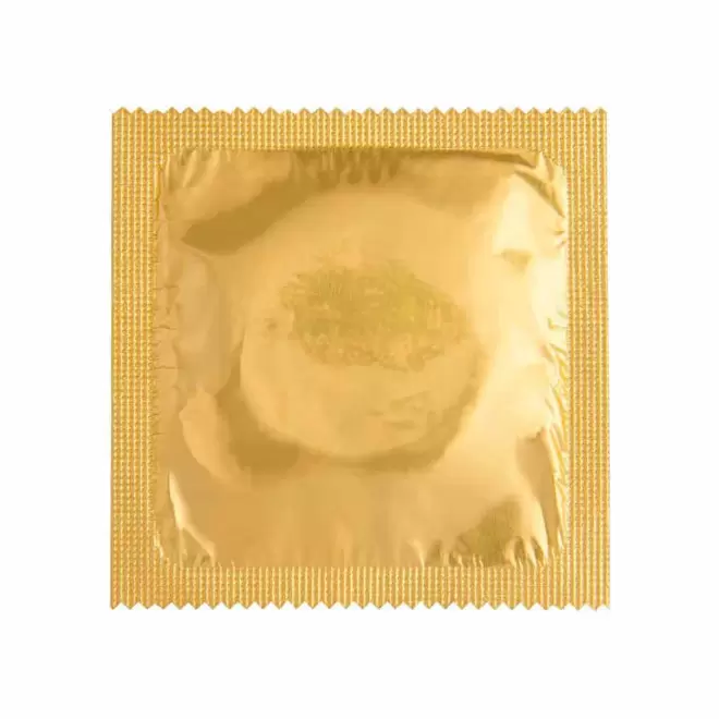 PRÉSERVATIF PERSONNALISABLE AVEC FOIL 'UNO SHINY' - doré