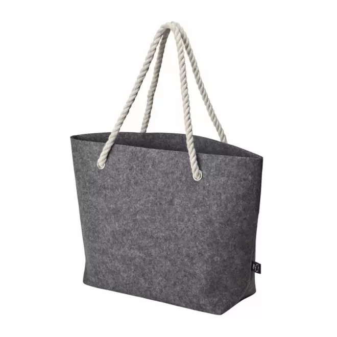SAC DE PLAGE PERSONNALISABLE EN FEUTRINE RPET 'TALMOS' - gris chiné