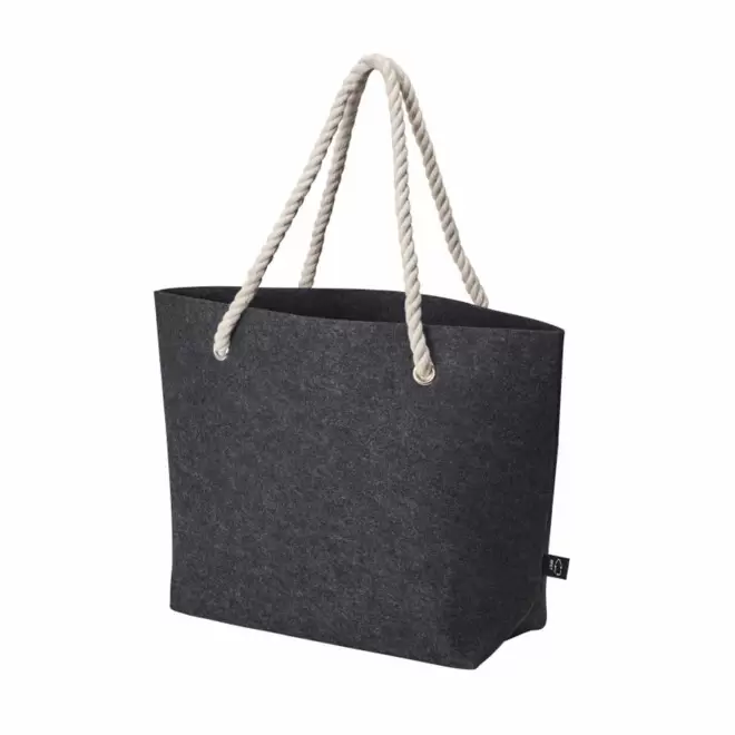 SAC DE PLAGE PERSONNALISABLE EN FEUTRINE RPET 'TALMOS' - anthracite chiné