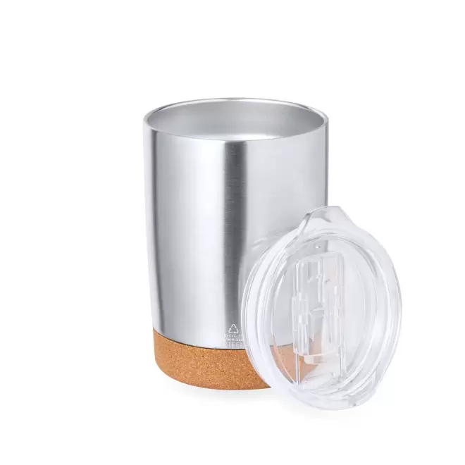 MUG ISOTHERME RECYCLE PERSONNALISABLE 350ML 'MAFLOW' - argenté