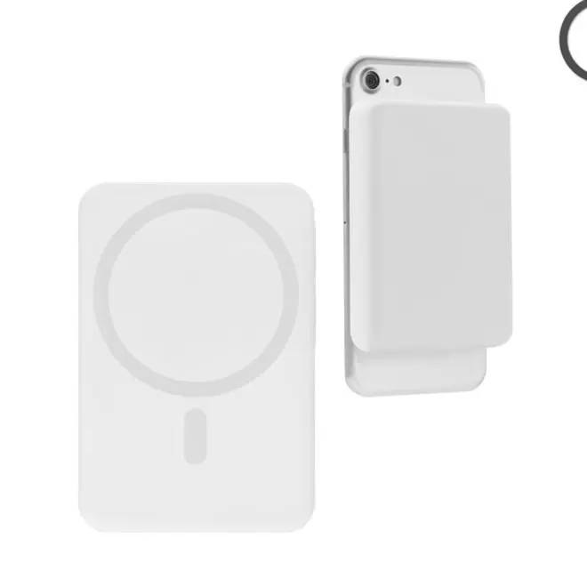 POWERBANK MAGSAFE MAGNETIQUE 5000 MAH PERSONNALISABLE 'MALDRO' - blanc