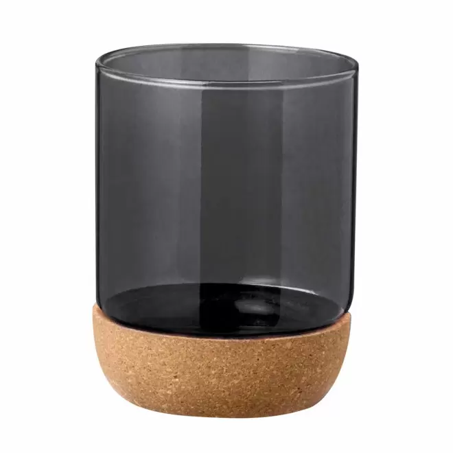 MUG EN VERRE ET LIEGE PERSONNALISABLE 450ML 'MERLINO' - noir