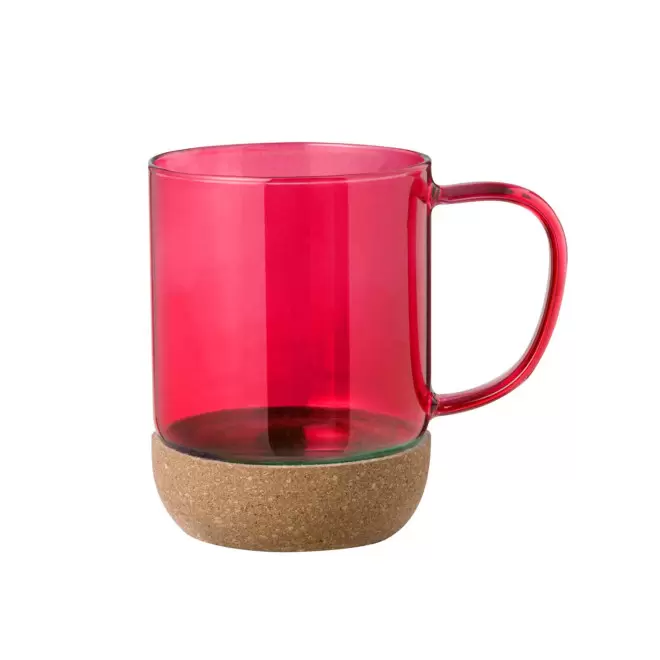MUG VERRE ET LIEGE PERSONNALISABLE 'MERLINO POIGNEE' - rouge