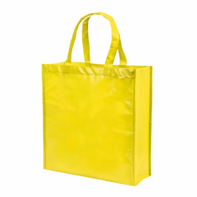 CABAS PERSONNALISABLE EN NON TISSE LAMINE BRILLANT 'VILLO' - jaune