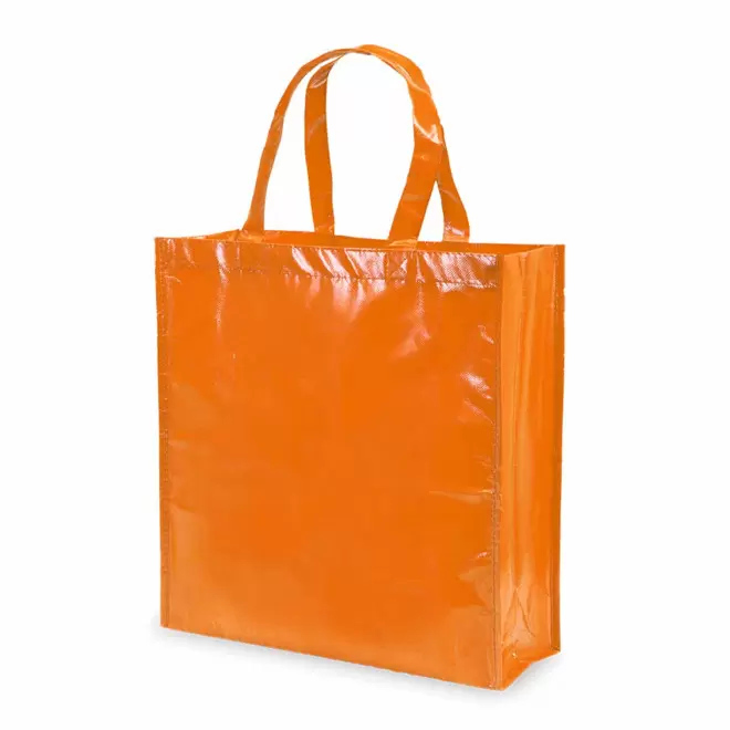 CABAS PERSONNALISABLE EN NON TISSE LAMINE BRILLANT 'VILLO' - orange