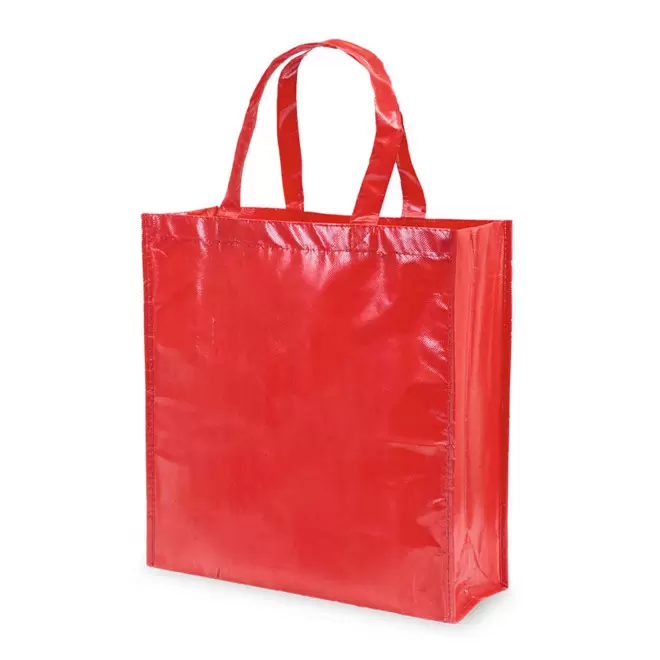 CABAS PERSONNALISABLE EN NON TISSE LAMINE BRILLANT 'VILLO' - rouge
