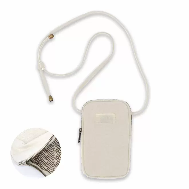 SACOCHE TELEPHONE PERSONNALISABLE STUDIO BY HINDBAG 'THEO' - écru