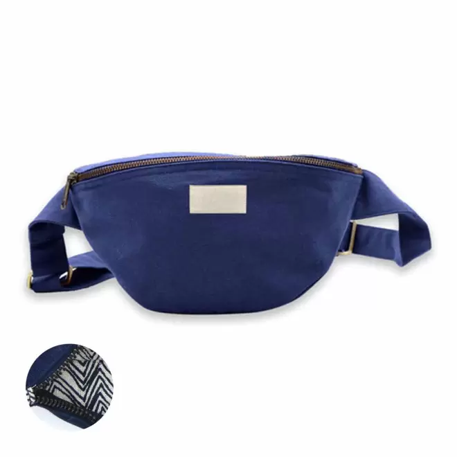 SAC BANANE PERSONNALISABLE COTON STUDIO BY HINDBAG 'VALENTINA' - marine