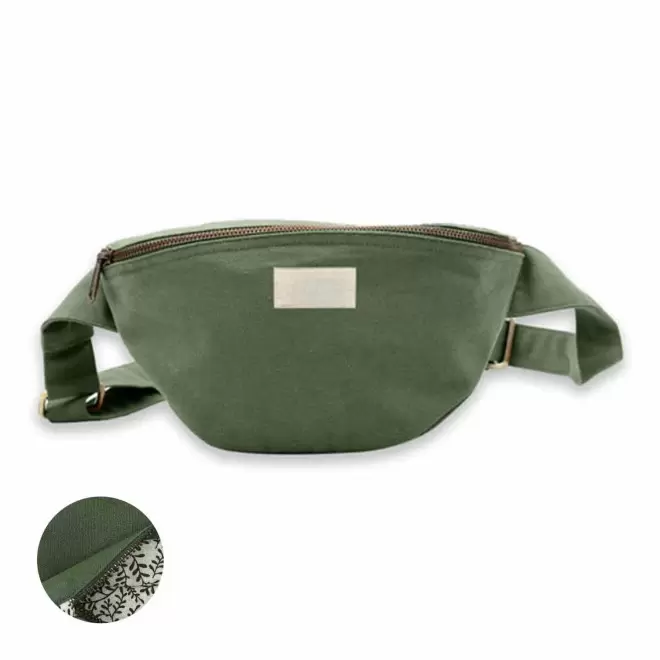 SAC BANANE PERSONNALISABLE COTON STUDIO BY HINDBAG 'VALENTINA' - olive