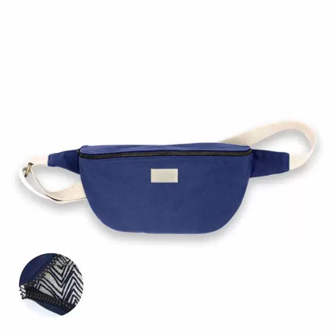 SAC BANANE PERSONNALISABLE EN COTON STUDIO BY HINDBAG 'ANTOINE' - marine