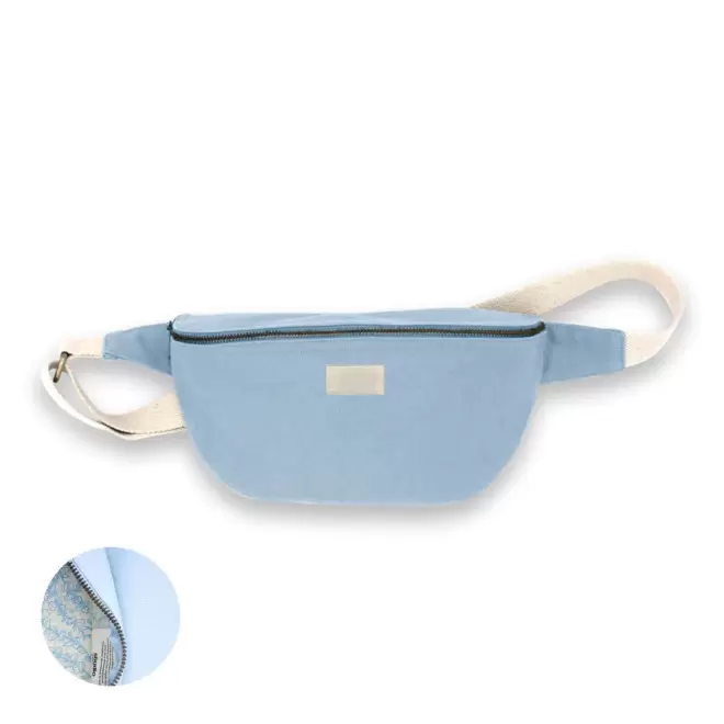 SAC BANANE PERSONNALISABLE EN COTON STUDIO BY HINDBAG 'ANTOINE' - azur