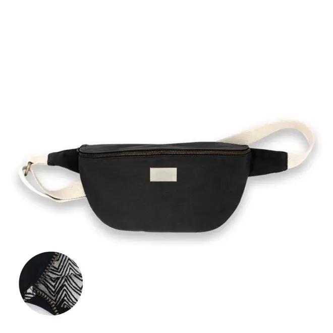SAC BANANE PERSONNALISABLE EN COTON STUDIO BY HINDBAG 'ANTOINE' - noir