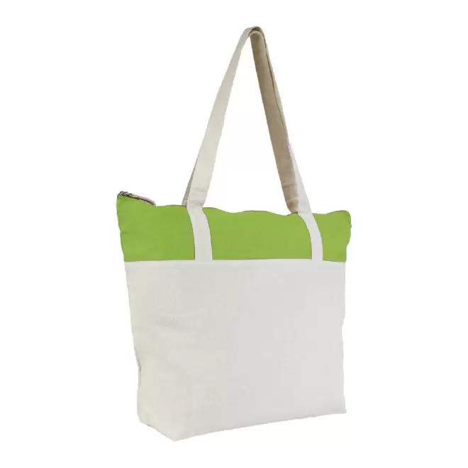 SAC SHOPPING PUBLICITAIRE ZIPPÉ EN COTON BICOLORE 'AURIANO CABAS' 220 GR/M² - vert