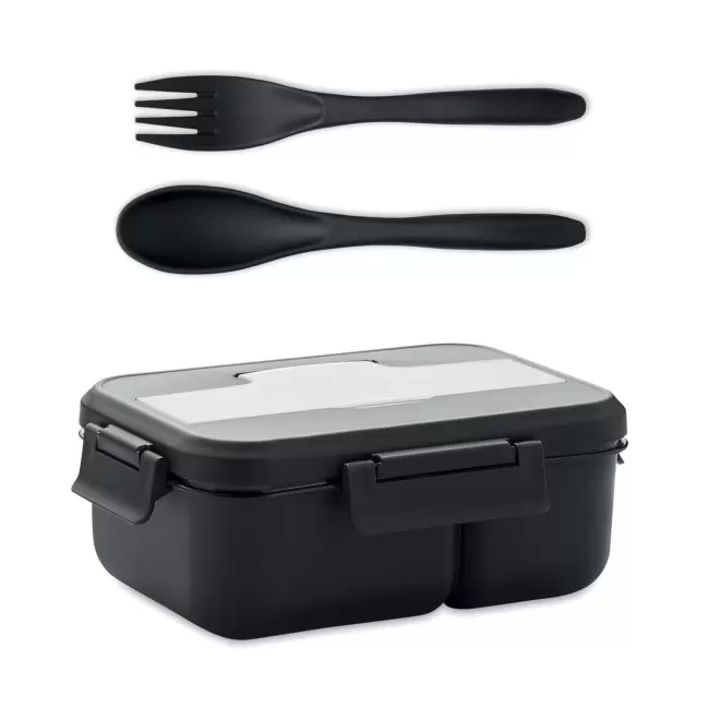 LUNCH BOX PERSONNALISEE AVEC COUVERTS 1L 'MALTY' - noir