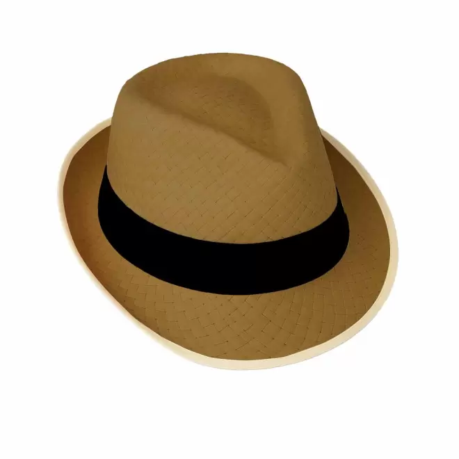 CHAPEAU PAILLE EU PERSONNALISABLE 'BRAZ KIDS' - paille foncée/noir