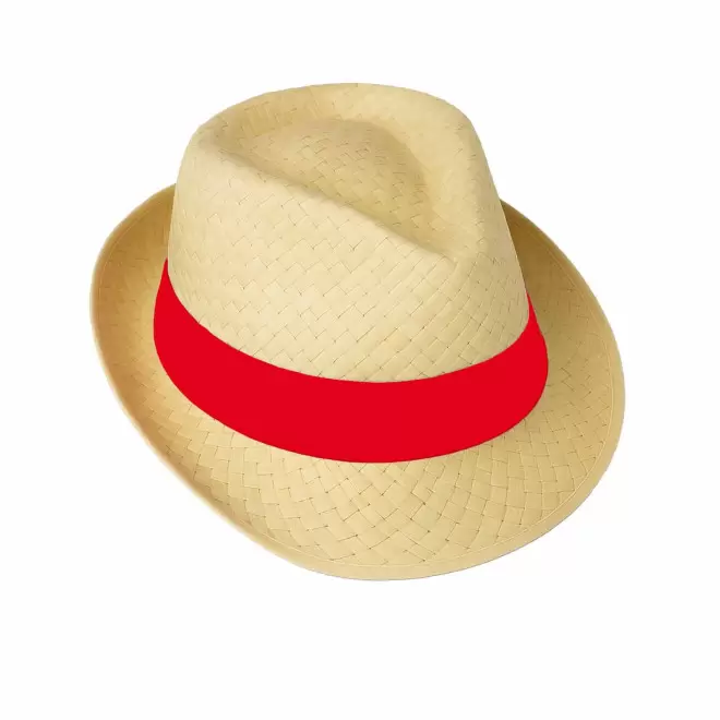 CHAPEAU PAILLE EU PERSONNALISABLE 'BRAZ KIDS' - paille claire/rouge