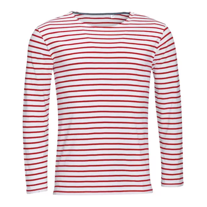 MARINIÈRE PUBLICITAIRE COL ROND HOMME 'MARINE' 150GR/M² - blanc/rouge