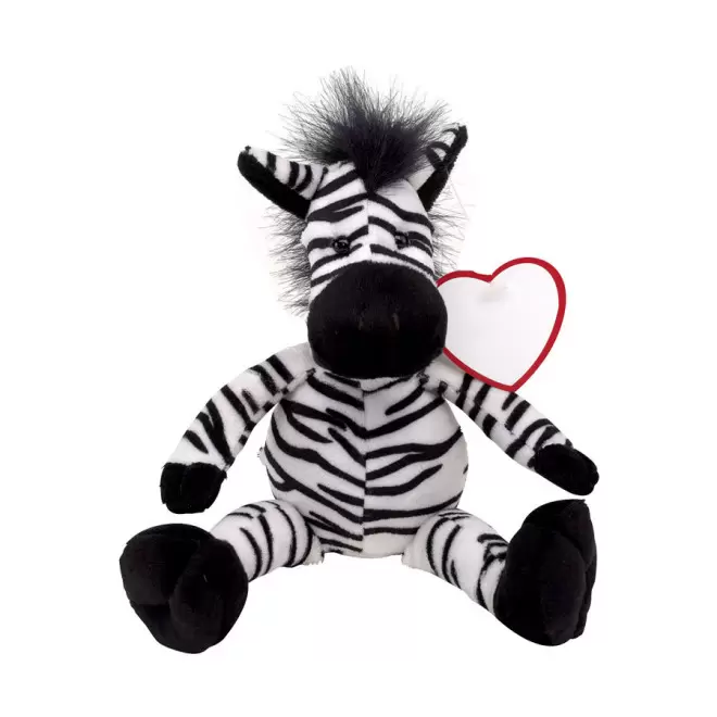 PELUCHE AVEC ÉTIQUETTE COEUR PERSONNALISÉE 'LORENZI' - zèbre