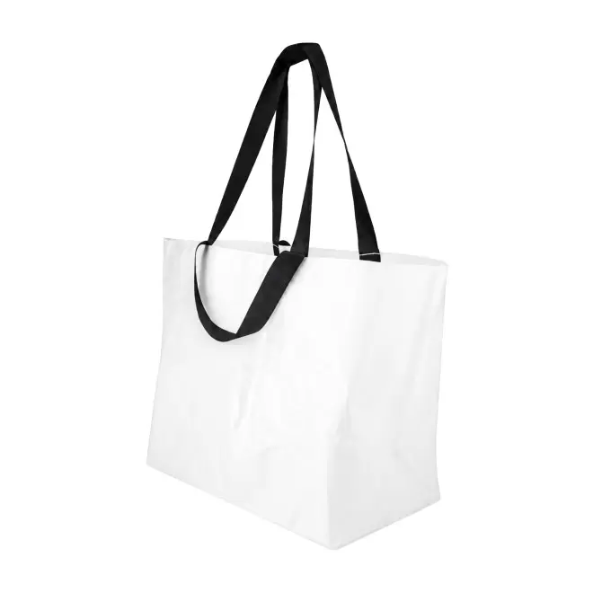 SAC SHOPPING DOUBLE ANSE LAMINE PERSONNALISABLE 'PESCARO' - blanc
