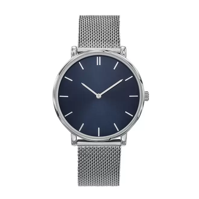 MONTRE MIXTE PERSONNALISABLE 'SOFYA MAILLE' - chromé/bleu