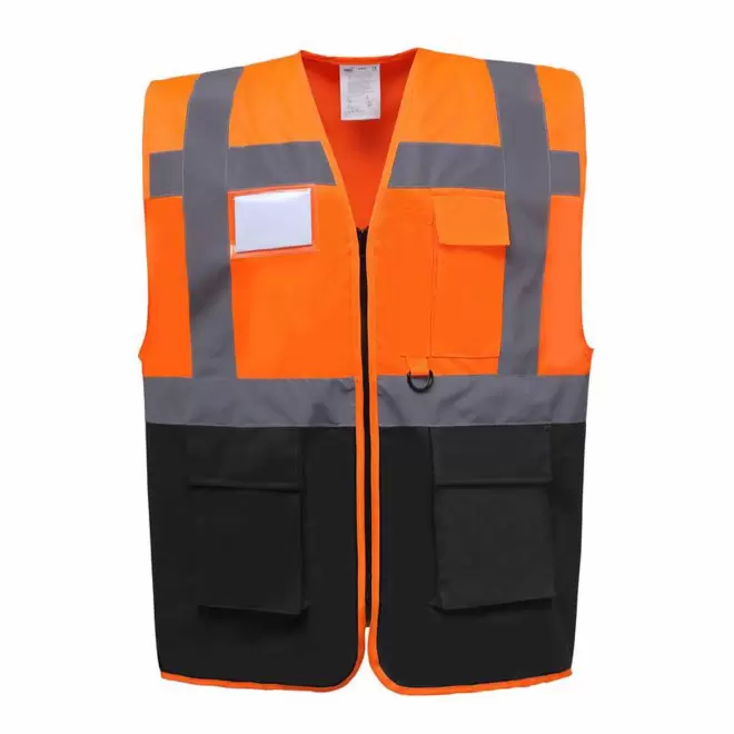 GILET SECURITE PERSONNALISABLE 'BERLIN RPET' - orange/noir