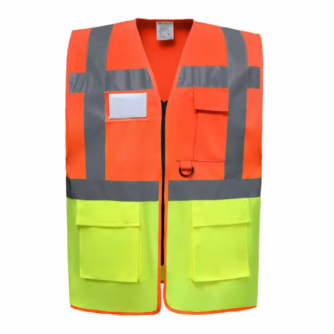 GILET SECURITE PERSONNALISABLE 'BERLIN RPET' - orange/jaune