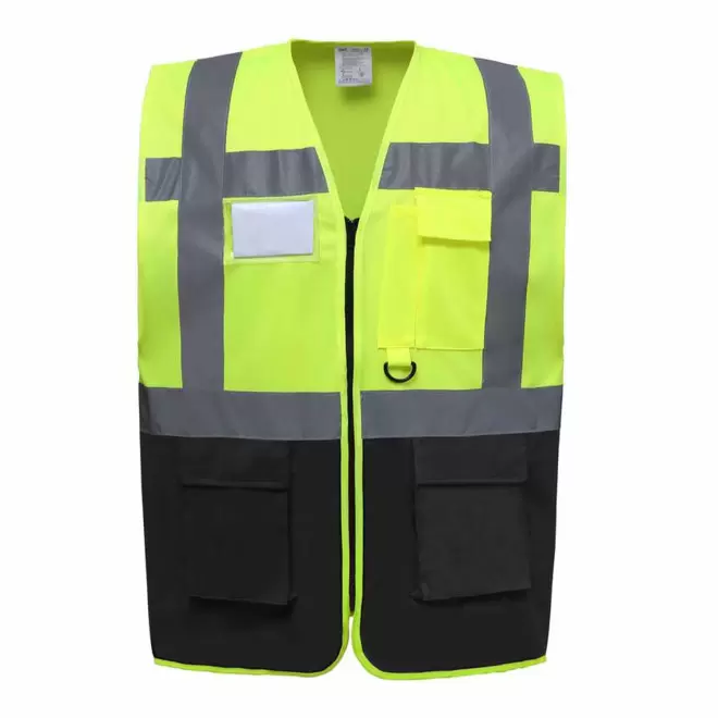 GILET SECURITE PERSONNALISABLE 'BERLIN RPET' - jaune/noir