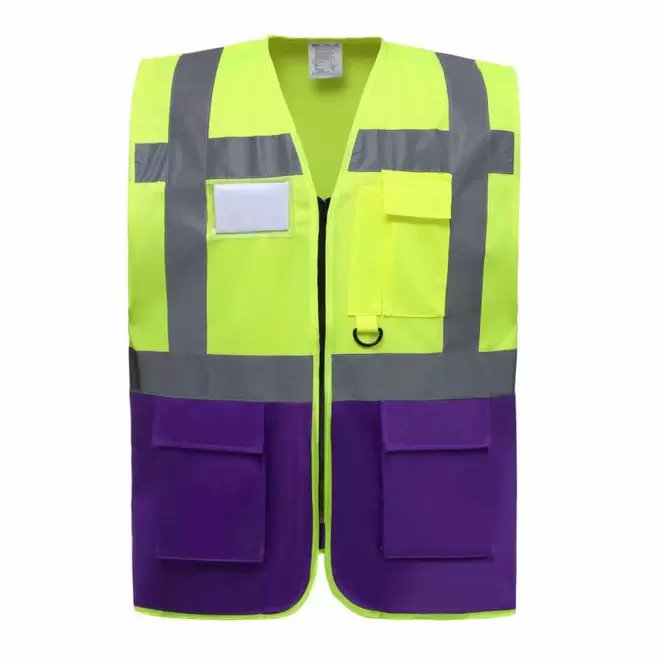 GILET SECURITE PERSONNALISABLE 'BERLIN RPET' - jaune/violet