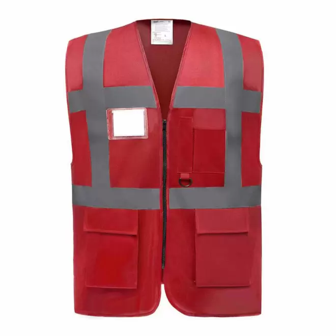 GILET SECURITE PERSONNALISABLE 'BERLIN RPET' - rouge