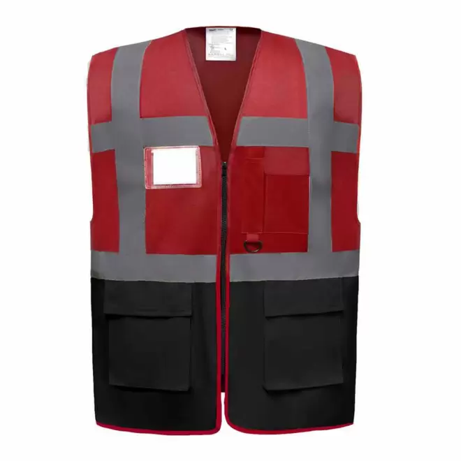 GILET SECURITE PERSONNALISABLE 'BERLIN RPET' - rouge/noir