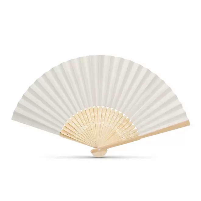 ÉVENTAIL PERSONNALISABLE EN BAMBOU ET TISSU 'ILMA' - naturel