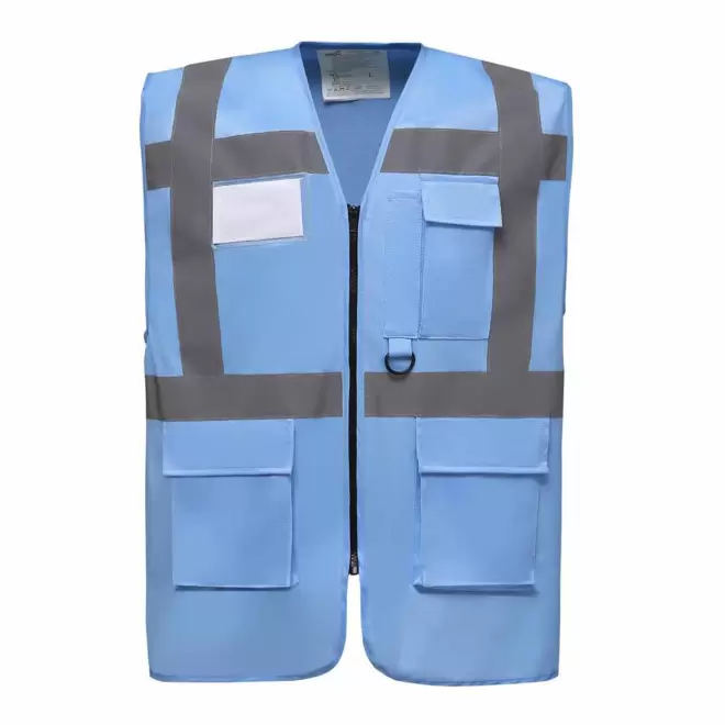 GILET SECURITE PERSONNALISABLE 'BERLIN RPET' - bleu ciel