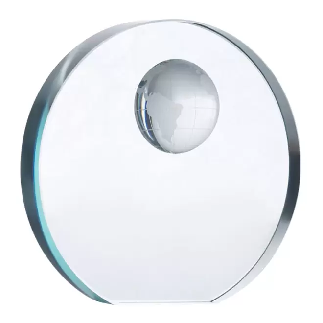 TROPHÉE PERSONNALISABLE ROND EN VERRE 'CAPITAL' - verre transparent