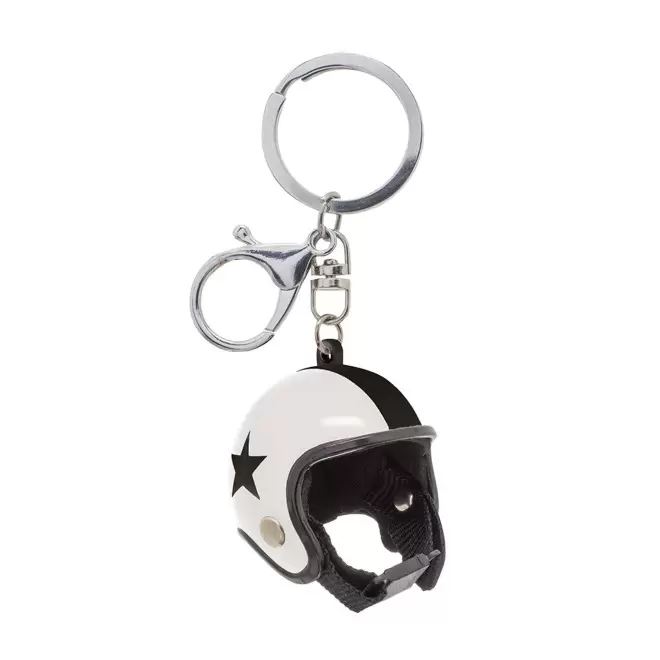PORTE CLE PERSONNALISABLE EN FORME DE CASQUE 'VESPO' - blanc