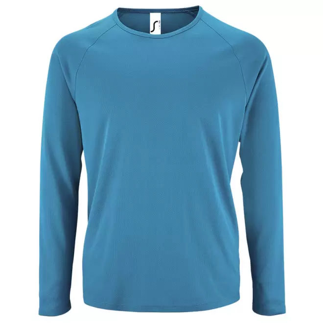 TEE-SHIRT RESPIRANT MANCHES LONGUES PERSONNALISABLE HOMME 'KOURY' 140 GR/M² - aqua