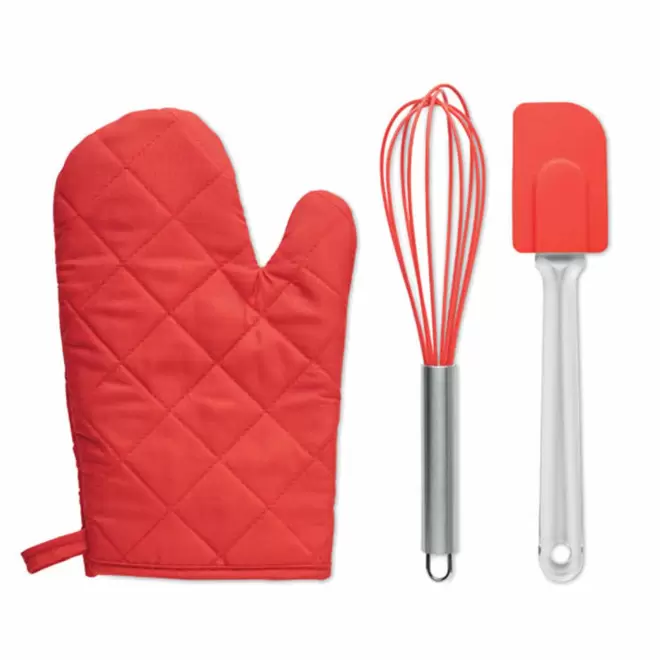 SET 3 USTENSILES CUISINE PERSONNALISABLE 'KUCH' - rouge