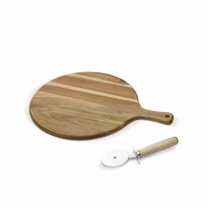 PLANCHE À PIZZA PERSONNALISABLE AVEC ROULETTE 'FUGA'  - bois