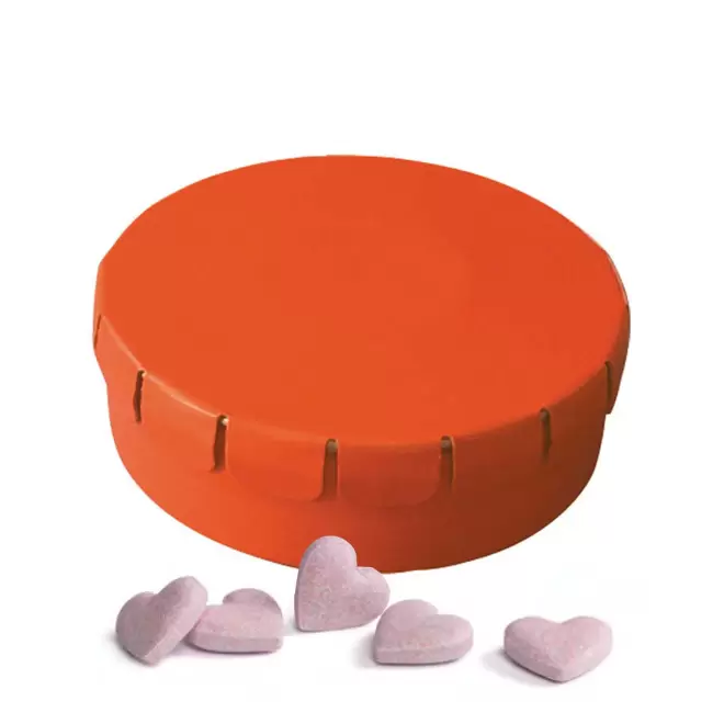 BOITE A BONBONS COEUR PERSONNALISABLE 'CLIC CLAC' - orange mat
