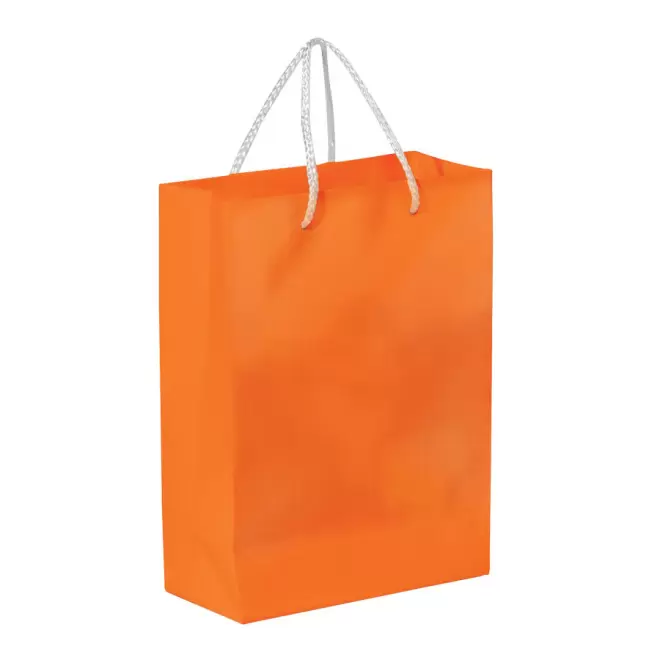SAC PAPIER COLORE PUBLICITAIRE ANSES CORDELETTES 'YARA' 18X24X8 CM - orange
