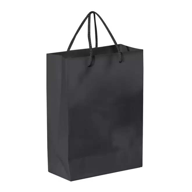 SAC PAPIER COLORE PUBLICITAIRE ANSES CORDELETTES 'YARA' 18X24X8 CM - noir
