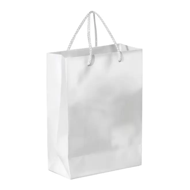 SAC PAPIER COLORE PUBLICITAIRE ANSES CORDELETTES 'YARA' 30X40X12 CM - blanc
