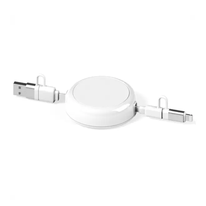CABLE DEROULEUR PERSONNALISABLE 4 EN 1 RECYCLE 'FILO' - blanc