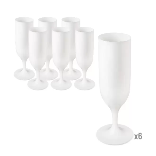 PACK 6 FLUTES REUTILISABLES PERSONNALISABLE 'PACKFLU' - blanc