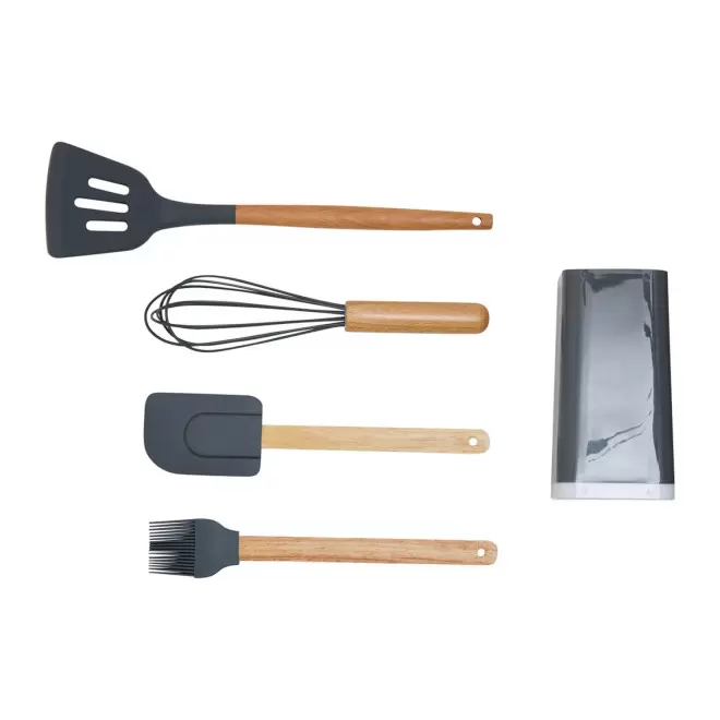 SET 4 USTENSILES DE CUISINE PERSONNALISABLE 'KACH' - gris