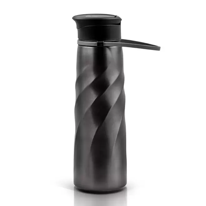 GOURDE SPORT PERSONNALISABLE ACIER INOXYDABLE 1L 'TIVOR'  - gris anthracite