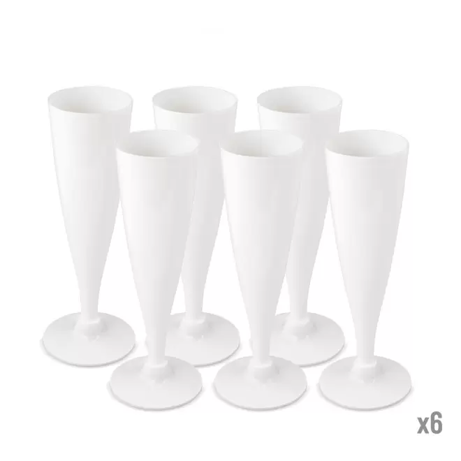 PACK 6 FLUTES REUTILISABLES PERSONNALISABLE 'PACKFLU' - blanc