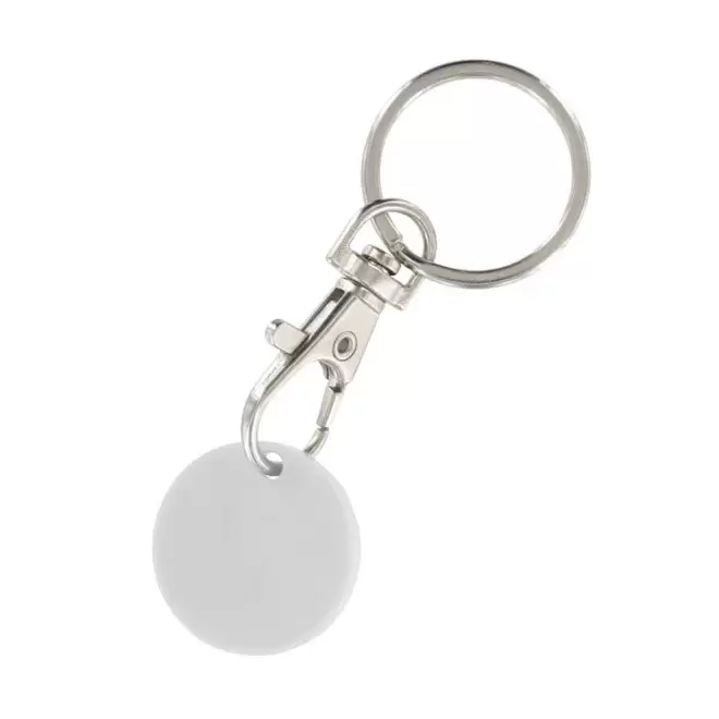 RAPIDE 4J - PORTE-CLÉS MOUSQUETON AVEC JETON PERSONNALISABLE 'SEGNO' - blanc