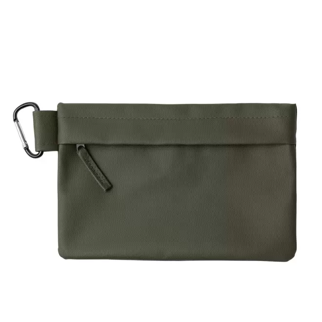 TROUSSE EN PU MOUSQUETON PERSONNALISABLE 'ARYANI' - vert fonce